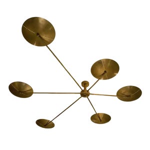 Mid-Century Spider Dome Chandelier – 6-Light Raw Brass Ceiling Fixture