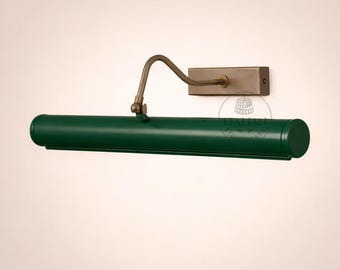 Italian Mid-Century Solid Brass Modern Green Color Picture Light The Art Display Adjustable Handmade Wall Sconce For Display & Decor