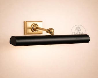 Italian Mid-Century Solid Brass Modern Black Color Picture Light The Art Display Adjustable Handmade Wall Sconce For Display and Decor