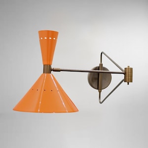 Italian Mid-Century Brass Swing Arm Wall Sconce – Stilnovo Sputnik Style