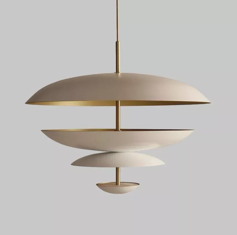 ミッドセンチュリー・スプートニク・シャンデリア：真鍮製6灯