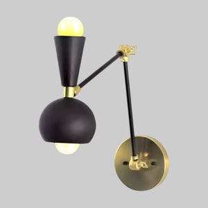 Modern Stilnovo Antique Finish Mid Century Brass One Light Italian Wall Fixture Sputnik Style Brass Sputnik Wall Sconce.