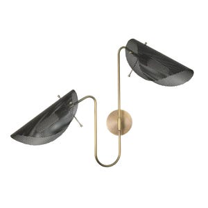 Stilnovo-Inspired Two‑Arm Sputnik Wall Sconce – Architectural Brass Mid‑Century Fixture