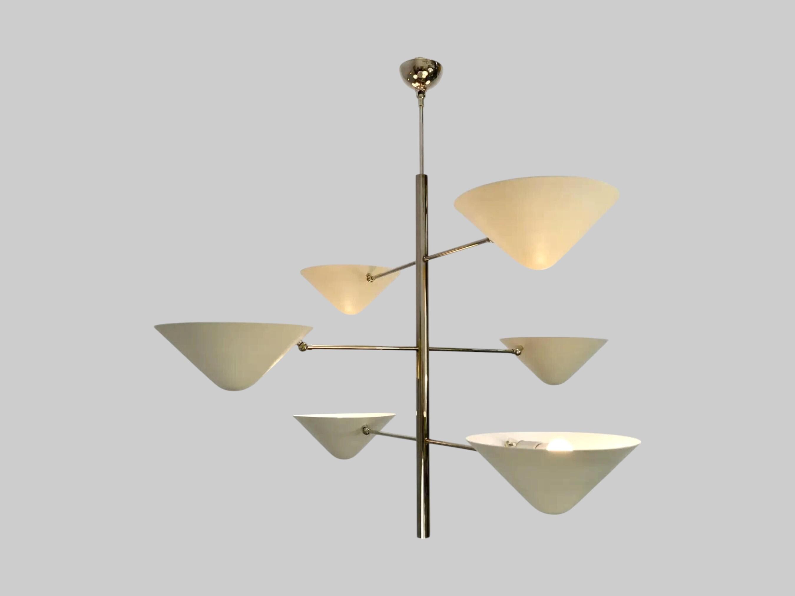 ミッドセンチュリーモダン真鍮スプートニクシャンデリア - 6アーム