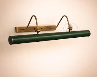 Italian Mid-Century Solid Brass Modern Green Color Picture Light The Art Display Adjustable Handmade Wall Sconce For Display & Decor