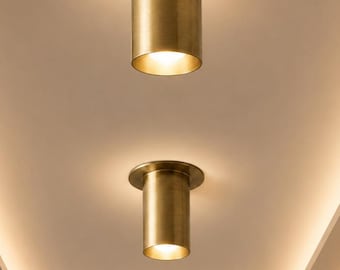 Ceiling Flush Mount Brass Light Single Antique Brass Light – Mid-Century Modern Fluted Light Fixture.  for Bed room | drawing room | Kitchen