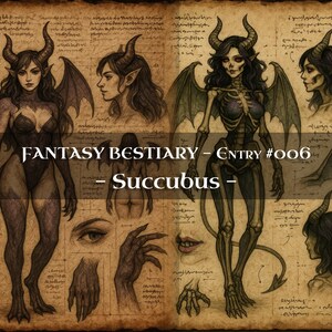 Bestiario de Monstruos Súcubos 10x – Códice de Monstruos, Códice de Fantasía Bestiaria, Manual de Monstruos, Grimorio Medieval, Diario de Baratijas, Accesorios para LARP, RPG, D&D