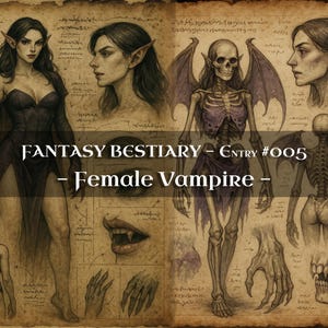 Bestiario de 10 Monstruos Vampiros Femeninos: Códice de Monstruos, Códice de Bestiario de Fantasía, Manual de Monstruos, Grimorio Medieval, Diario de Frases, Accesorios para LARP