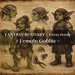 Bestiario de 10 Monstruos Goblin Femeninos: Códice de Monstruos, Códice de Bestiario de Fantasía, Manual de Monstruos, Grimorio Medieval, Diario de Baratijas, Accesorios para LARP, DnD