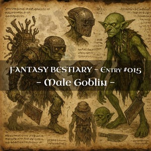Bestiario de 10 Monstruos Goblin Machos: Códice de Monstruos, Códice de Fantasía Bestiaria, Manual de Monstruos, Grimorio Medieval, Diario de Baratijas, Accesorios para LARP, DnD
