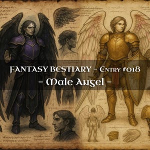 Bestiario de 10 Monstruos Ángeles Masculinos – Códice de Monstruos, Códice de Fantasía Bestiaria, Manual de Monstruos, Grimorio Medieval, Diario de Baratijas, Accesorios para LARP, DnD