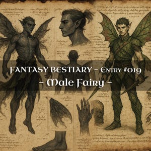 Bestiario de 10 Monstruos Hada Masculinos: Códice de Monstruos, Códice de Bestiario de Fantasía, Manual de Monstruos, Grimorio Medieval, Diario de Baratijas, Accesorios para LARP, DnD