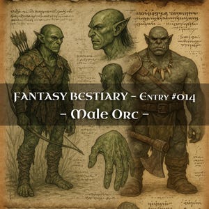 Bestiario de 10 Monstruos Orcos Machos – Códice de Monstruos, Códice de Fantasía Bestiaria, Manual de Monstruos, Grimorio Medieval, Diario de Baratijas, Accesorios para LARP, DnD, RPG