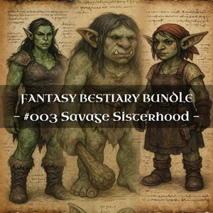 Lote de 30 Hermanas Salvajes: Orco, Goblin Troll - Códice de Monstruos, Grimorio Medieval, Diario de Baratijas, Accesorios para LARP, Bestiario de Fantasía, DnD, RPG