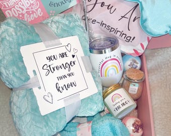 Mother’s Day encouragement Gift Box – Relaxation Spa Gift Set, Cozy Blanket & Affirmation Cards- gift for mom friend sister, get well soon