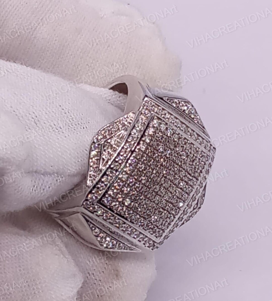 Cubic Zirconia Diamond Mens Ring | 14K Gold Plated 925 Sterling Silver ...
