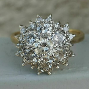 Anillo de diamantes redondos de 2 quilates, anillo de bodas, anillo de compromiso, anillo chapado en oro de 14 k de dos tonos, regalo de aniversario para esposa