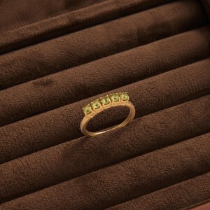 925 Silver Half Eternity Ring, natural Peridot Stackable Ring, Daughter Graduation Gifts