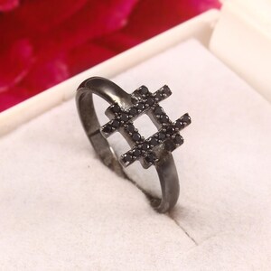 Stunning Black Spinel Ring For Wife, Engagement Silver Ring, Stackable Ring, Dainty Ring, Sister Birthday Ring, Simple Solitaire Ring