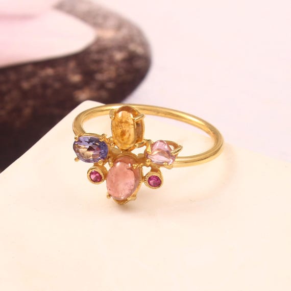 天然 トルマリン タンザナイト マルチカラー リング s925 指輪 天然 トルマリン タンザナイト マルチカラー リング s925 指輪