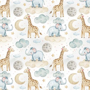 100% Cotton Nursery Baby Animal Cotton Fabric, Sold by half yard, multiple sizes,Sewing Fabric,DIY Handcraft