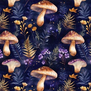 100% Cotton Midsummer Nigh and mushrooms Fabric, Sold by half yard, multiple sizes,Sewing Fabric,DIY Handcraft