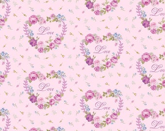 100% Cotton Valentines Floral Heart Fabric, Sold by half yard, multiple sizes,Sewing Fabric,DIY Handcraft