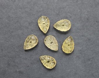 Lemon Quartz Pear Leaf Carving Gemstone Beads (12X18 mm) For Jewelry Making