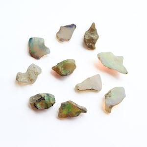Ethiopian Opal Rough Gemstone Slices, Multi Fire Loose Stones, Jewelry Making Supplies