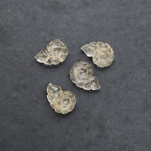 Natural Crystal Quartz Carved Shell Shape for Jewelry Making DIY Loose Gemstone Wire Wrap Pendant Making Healing Stone Floral Shell Carving
