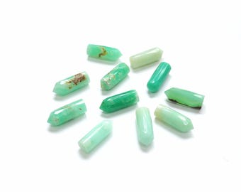 Chrysoprase Faceted Gemstone Pointers, Green DIY Pendant Lot (5 Pieces)