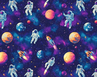 Space Astronaut Stars 100% pure cotton fabric-Stars And Galaxies fabric-sold by half yard