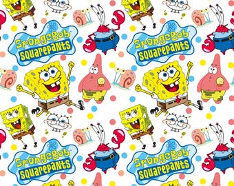 Funny SpongeBob SquarePants Fabric 100% pure cotton fabric-SpongeBob fabric-sold by half yard