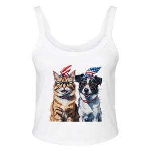 Cute Dog & Cat Women's Micro Ribbed Scoop Tank | Bella + Canvas 1012BE solid wht blend