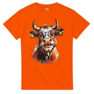 Funny Cow with  Glasses Unisex Crewneck T-shirt | Gildan® 5000
