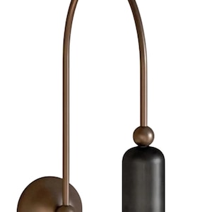 Italian Brass Wall Sconce Light Curved Cylindrical 1-Light Fixture, Modern Vintage Wall Lamp for Hallway & Bedroom