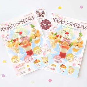 5x7 Specials Menu DIY Szablon, Letni, Tropikalny Projekt Akwarelowy, Angielski i Japoński, Edytowalny przez Canva