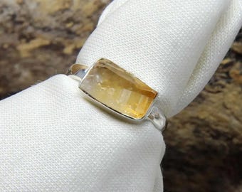 Raw Citrine Ring 925 Sterling Silver, Handmade Natural Citrine Crystal Jewelry, November Birthstone