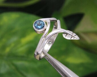 Natural London Blue Topaz Ring Handmade 925 Sterling Silver, November Birthstone Jewelry