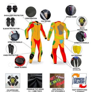 BMW Motorcycle Suit Leather Racing Suits, Black Red Motorbike Track Suit Man Woman image 7