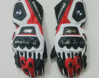 Guantes de carreras de moto BMW: piel de vacuno, protección total para la conducción de motos.