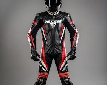 Traje de motociclismo de cuero MOTOZOS: piel de vaca blindada CE
