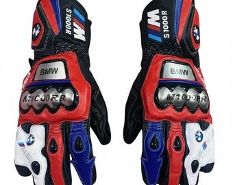 Guantes de cuero de carreras BMW: Guantes de motociclista Motorrad
