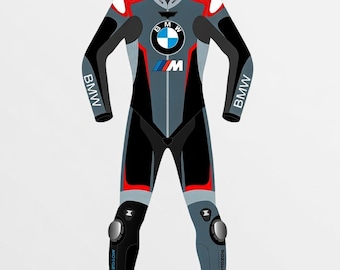Traje de carreras de cuero para motocicleta BMW, negro, naranja, piel de vaca auténtica, protección total CE