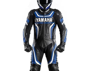 Traje de carreras de motocicleta Yamaha personalizado / Equipamiento de motociclista de cuero de vaca blindado CE