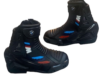 Botas BMW Botas de cuero para motocicleta Botas de carreras de motos Zapatos para andar en bicicleta Botas de carrera