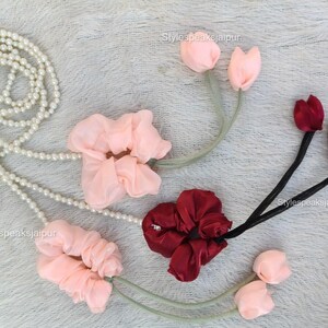 Handmade Tulip Pearl Parandi For Woman – Punjabi Bridal Hair Braid Tassel – Patiala Shahi Choti Extension, Wedding Jaggo Hair Dori