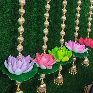 Foam Lotus Ghngroo String, Diwali Decoration, Ganpati Temple Decor, Lotus Floral Hanging, Indian Wedding Decor, Festival Decoration