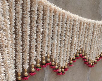 Zware jasmijnroos Bandarwal, Ganpati-decoratie, Langavoni-decoratie, Onam Pongal-decoratie, portiekbandarwal, Diwali-decoratie,