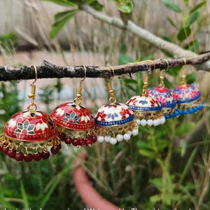10-100 Pair Meenakari Jhumka Earrings Bulk | Indian Wedding Favors, Mehndi Return Gifts, Sangeet Bridesmaid Jewelry, Jaipuri Jhumki Lot